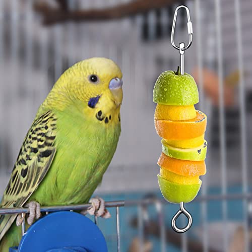 Bird Cage Food Holder Parrot Fruit Vegetable Skewer Bird Cage Feeder, 3Pack