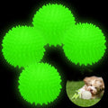 Silipull 4 Pcs 3.15 Inch Glow Dog Ball Spiky Squeaky Rubber Dog Toy