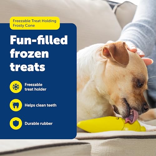 PetSafe Frosty Cone Dog Toys – Fill and Freeze Treat Holding Chew Toy – BPA Free Rubber – French Vanilla Scented – Interactive Pet Puzzle for Boredom or Separation Anxiety - size: Small (Pack of 1), style: Frosty Cone