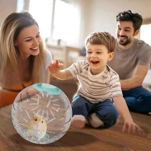 7.9 Inch Clear Hamster Exercise Ball, Large Transparent Running Toy for Syrian & Dwarf Hamsters, Breathable Plastic Activity Ball for Small Pets (Green Lid)