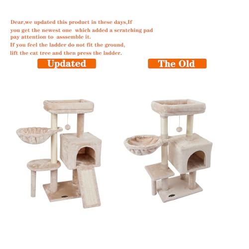 Cute Cat Tree Kitten Cat Tower Condo Furniture Scratching Posts Hammock - color: Beige