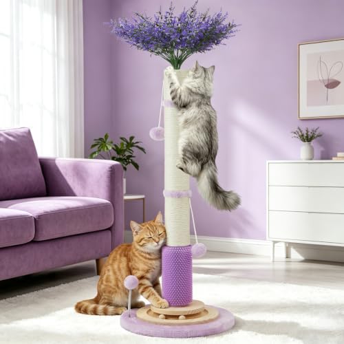45" Tall Cat Scratching Post for Large,Heavy Duty Scratcher Tree - color: pruple-45inch