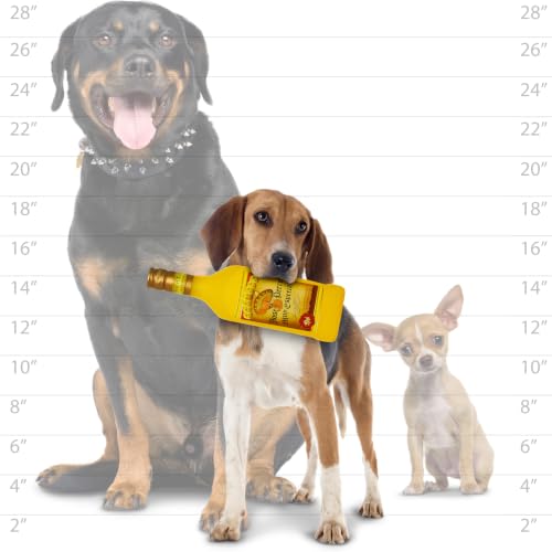 SILLY SQUEAKERS Tuffy 3 Pack Wine Liquor Bottle Dog Toys: Squeaky Dog Toy, Washable and Floats, Vinyl Construction - color: Green HeinieSniff'n Yellow KennelRelaxin JosePero
