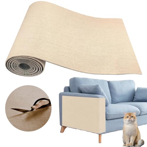 Cat Scratching Carpet Mat, Self-Adhesive Couch Furniture Protector - color: Khaki, size: 78.7x15.8Inch