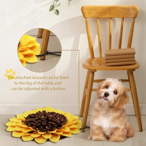 Sunflower Snuffle Mat for Dogs, 20” Washable Dog Puzzle Feed Mat - color: Sunflower