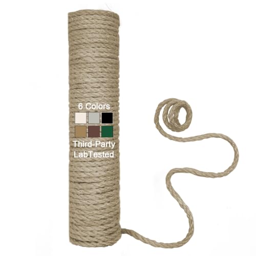 1/4in 32FT Natural Sisal Rope for Cat Tree, Cat Scratch Rope Replacement - color: Flaxen, size: 32FT