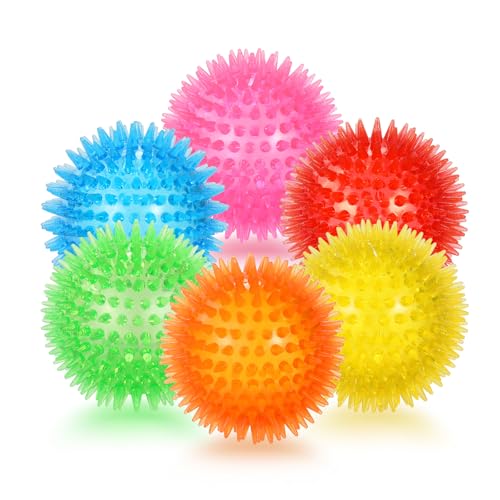 petizer 6 Pack 3.5” Squeaky Dog Toy Balls, Floating Pool Balls, Spiky Dog Balls, Durable Interactive Fetch Toys for Puppy, Dog Chew Toys for Teething (3.5", Medium/Large) - color: Set of 6, size: 3.5" (Medium/Large Dog)