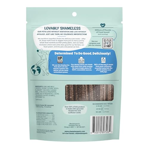Shameless Pets Blueberry & Mint Dental Chews for Dogs, 8 Chews - size: 7.2 Ounce (Pack of 1)