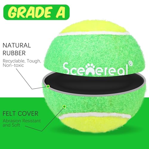 SCENEREAL Squeaky Tennis Balls for Dogs, 2.5" 12 Pack Puppy Fetch Balls Toys as Gifts for Holiday Halloween Thanksgiving Christmas, Interactive Dog Toys for Small Medium Sized Dogs Throwing Training