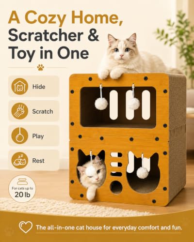 Cardboard Cat Scratcher House for Small Cats and Kittens