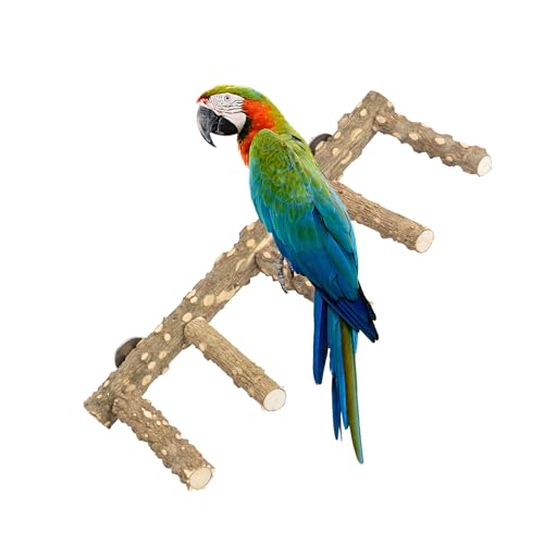 Bird Ladder Perch for Cage - Natural Wooden Bridge, Exercise Stands for Parrot Climbing - Pet Training Ladders - Hanging Playground -Toys for Parakeet, Cockatiel, Conures, Lovebirds, Budgie