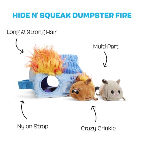 BarkBox Hide N' Squeak Dumpster Fire Dog Toy - 3-in-1 - color: Dumpster Fire