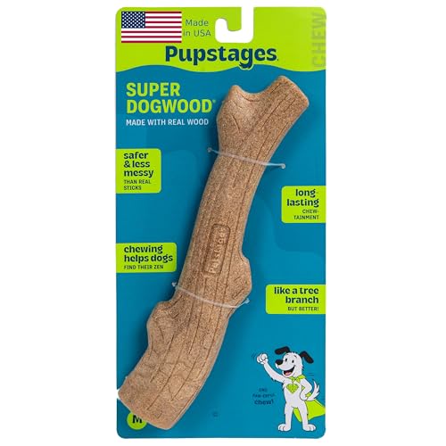 Pupstages Super Dogwood Stick Dog Chew Toy, Made in USA, Medium, 9.5" - size: Medium (Pack of 1)