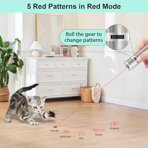 TBTeek Cat Toy 7 Light Modes & Adjustable Patterns Cat Mouse Toy (2 Pack) - size: 2pcs red light