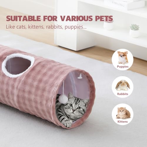 Straight Bubble Cat Tunnel for Indoor Cats 47"x12", Dusty Pink - color: Dusty Pink, size: Straight