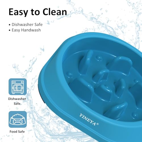 YINEYA 2PCS Anti-Choking Slow Feeder Dog Bowls Small Size Dog, Slow Feeder Cat Bowl, Supplies and Puzzle for Pet - color: A - DarkBlue & RoseRed, size: Small