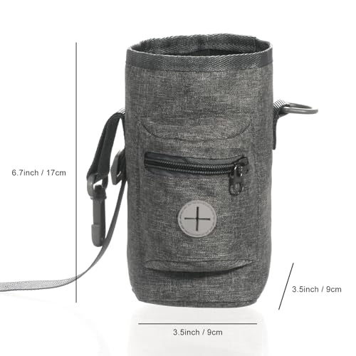 Dog Treat Pouch with Drawstring, Treat Pouches for Pet Training, Dog Training Treat Pouch Built-in Poop Bag Dispenser, Pet Training Walking and Rewarding Holder (Gray) - color: Gray