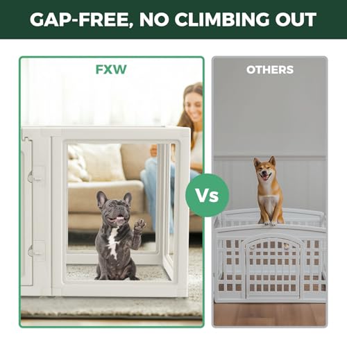 FXW AuraSpace Clear Acrylic Indoor Dog Playpen, 30" H, 16 Panels, White - color: White, size: 30"H