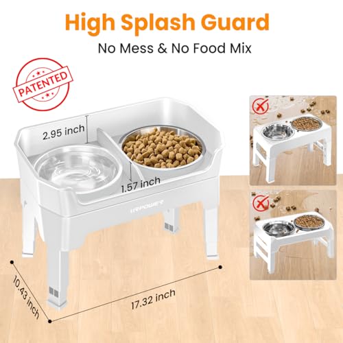 URPOWER Elevated Dog Bowls, 3-in-1 Double Deck Raised Dog Bowl Stand - color: Light Grey, size: Large