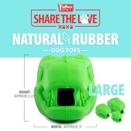 Jeffers Pet Natural Rubber Dog Chew Toy – T-rex Shape, Large - Treat Dispensing, Vanilla Scent, Durable, Non-Toxic, Dishwasher Safe, Interactive Fetch & Tug Toy, Dental Play - Perfect for Training - color: Green, size: Large