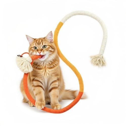 Cat Chewing Ropes Toys 3pcs with Refillable Natural Catnip, Safe Teeth Cleaning Chew Toy for Indoor Kittens, Interactive Cat Nip Kitty Toys for All Breeds (27.5 Inches)