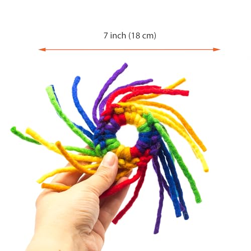 Glaciart One Wool Spider Cat Toy w/Catnip - Soft Fuzzy Enrichment 100% Natural Wool, Interactive Play Cat Toy Set - Safe for Pets, Non-AZO Colored Dyes - color: Spider Ring