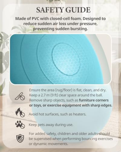 Trideer Yoga Ball for Exercise, Pregnancy, Exercise Ball, Pump Included - color: Turkis, size: M(19-22ines/48-55cm)