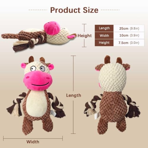Dog Toys, Dog Squeaker Toys with Crinkle Paper (White Cow) - color: White Cow