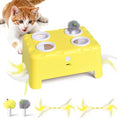 Interactive Cat Feather Toy Cheese Box 3in1 Whack a Mole - color: Yellow