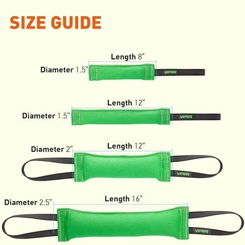 Viper Heavy Duty French Linen Dog Bite Tug Toy - K9 Trainer, Tough and Durable for Dogs Shutzhund IPO K-9 - Green - 12in L x 1.5 W - color: Green, size: 12in L x 1.5in W