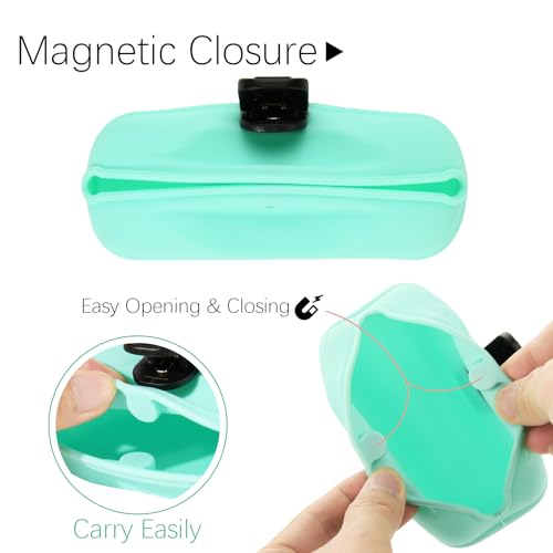 Cosmos 2 Pcs Pet Treat Bag Dog Training Pouch Silicone Portable Pet Training Container Dog Treat Holder with Buckle Closure and Waist Clip Dog Treat Pouches for Pet Training (Pink & Cyan) - color: Pink & Cyan