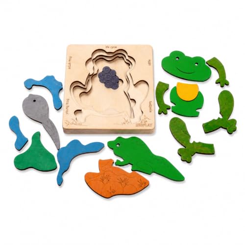 Life Cycle of a Frog 15 Piece Wooden Multilayered Jigsaw Puzzles for Kids Educational Toy and Gift for Boys & Girls 3 Years and Above - style: Lifecycle of a Frog