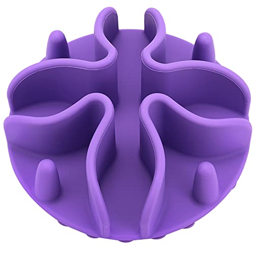 Slow Feeder for Dog Cat Puppy, Silicone Pet Feeder Insert with Strong Suction Cups, Medium, Purple - color: Lavander, size: Medium 4.7 inchs