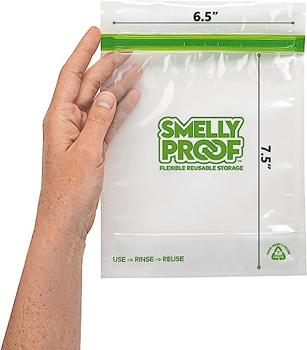 Smelly Proof 15 x Expandable Stand & Fill REUSABLE Storage Bags for Food Designed & Mfg in US, BPA FREE, NO PEVA, Reusable Sandwich Bags, Dishwasher-Safe, Clear 3 mils STAND UP 6.5" x 7.5" - 15pk - size: 15pk, Med 6.5x7.5" - Sandwich