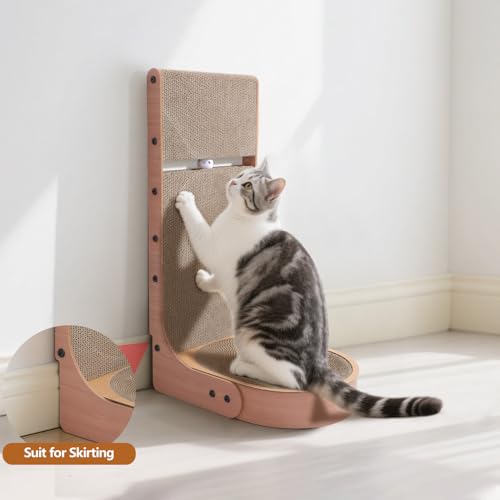 Cat Scratcher, 2 in 1 L Shape Wall Mounted Scratch Pad with Cat Bed Bowl