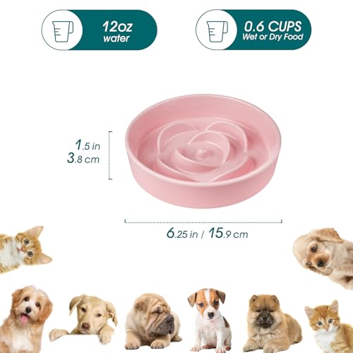 vancasso Ceramic Slow Feeder Dog Bowl, 0.6 Cup Puzzle Dish for Small Breeds - color: Pink, size: S - 0.6 Cups