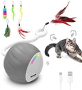 Upgraded 2.36 Inch Large Interactive Cat Toys Ball for Indoor Cats, Gray - color: Gray