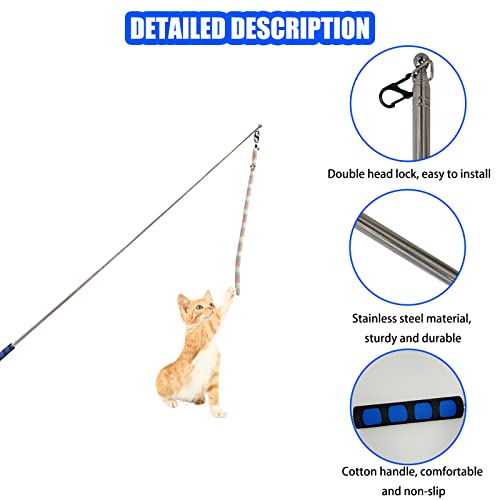 Retractable Cat Wand, 7 Pack Super Long 55.1" Wand Toy with Ball of Yarn, Feather Teasers - Interactive Indoor Cat Toys for Kittens & Cats