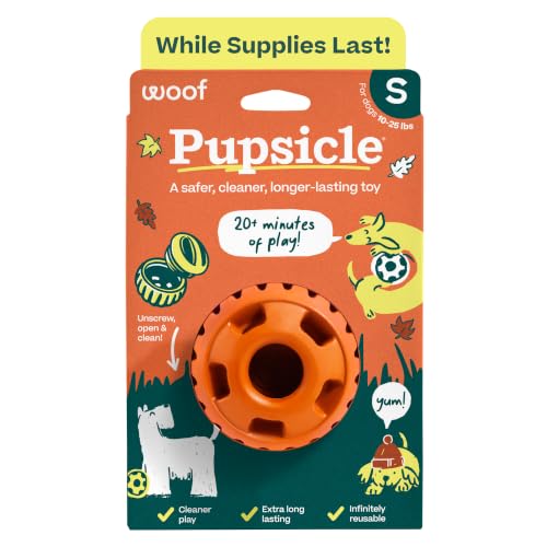 WOOF Pupsicle Interactive Dog Ball Toy for Dogs Small 10-25 lbs - Orange - color: Orange, size: Small