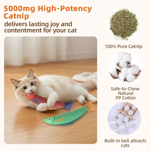 Catnip Toys for Cats, 5 Pack Interactive Cat Toy Set - color: 5Pack-Fish