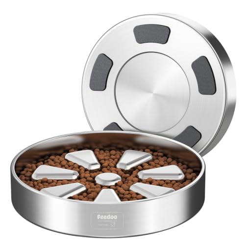 Feedoo Slow Feeder Dog Bowl Large Breed 4-Cup, Double-Wall Stainless Steel - color: Spiral-1Pack, size: XL 4~4.5Cups