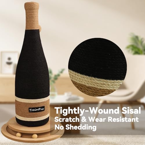 Natural Hemp Cat Scratcher & Post with Bonus 20x15 Pet Bed - size: Champagne Bottle