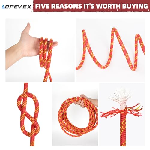 1/2 Inch Static Climbing Rope (100 Ft) - 9000lbs High Strength Arborist Bull Rope for Tree Pulling, Rigging & Rappelling - 48 Strand Polyester Braided Core, Red - size: 1/2in x 100ft, style: Red