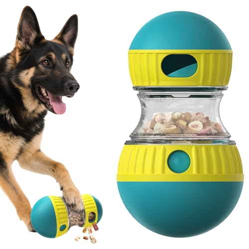 Interactive Food Puzzles Ball for Dogs, Adjustable Treat Dispensing Dog Puzzles Feeder Slow Feeding to Keep Them Busy,Stimulating Dog Toys Suitable Mediu and Larger Dogs（XL Blue）