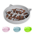 Silicone Cat Slow Feeder Bowl with Suction Cups - Interactive Puzzle Toy to Reduce Overeating in Kitty(Gray, 1 Cup) - color: Gray