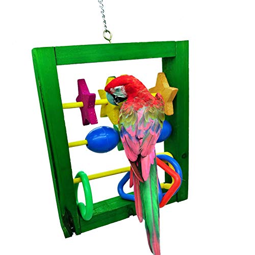 Litewoo Pet Bird Parrot Intellective Toy Multicolor Intelligence Training Development Abacus Chew Toy for Macaw African Greys Budgies Parakeet Cockatiels Cage Hanging Chewing Toy (Random Color) - color: bird train toy 2