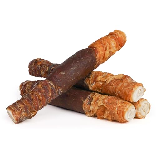 MON2SUN Dog Treats, 9 Inch Triple Flavor Wrapped Rawhide Rolls, 22.2oz - size: 1.39 Pound (Pack of 1)