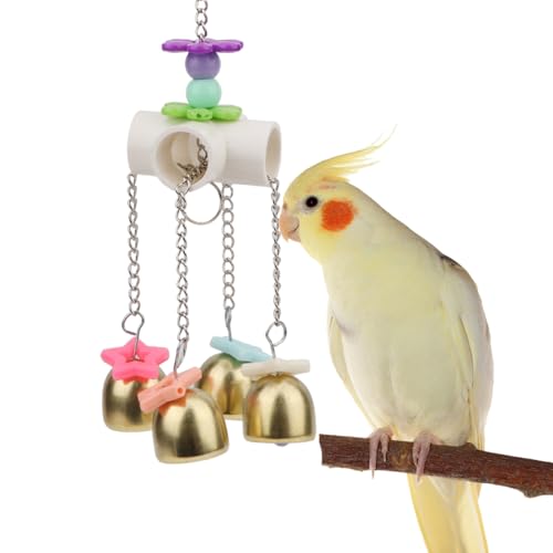 Hypeety Bird Bell Toy with Sweet Sound Cage Hanging Swing Bell for Parakeet - color: Bell Toy-4 bells