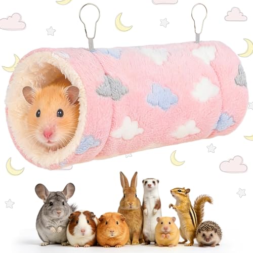 RAINFLOW Pink Hamster Tunnel - Soft Rabbit Tunnel for Playing & Resting