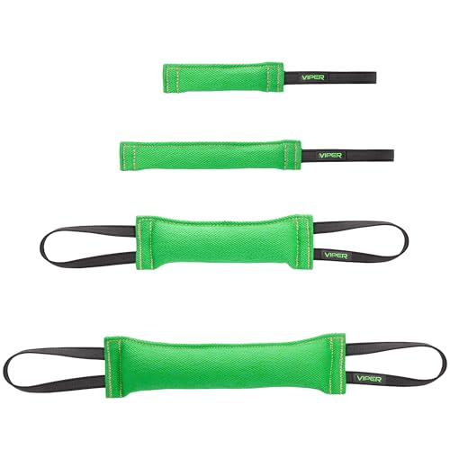 Viper Heavy Duty French Linen Dog Bite Tug Toy - K9 Trainer, Tough and Durable for Dogs Shutzhund IPO K-9 - Green - 12in L x 1.5 W - color: Green, size: 12in L x 1.5in W
